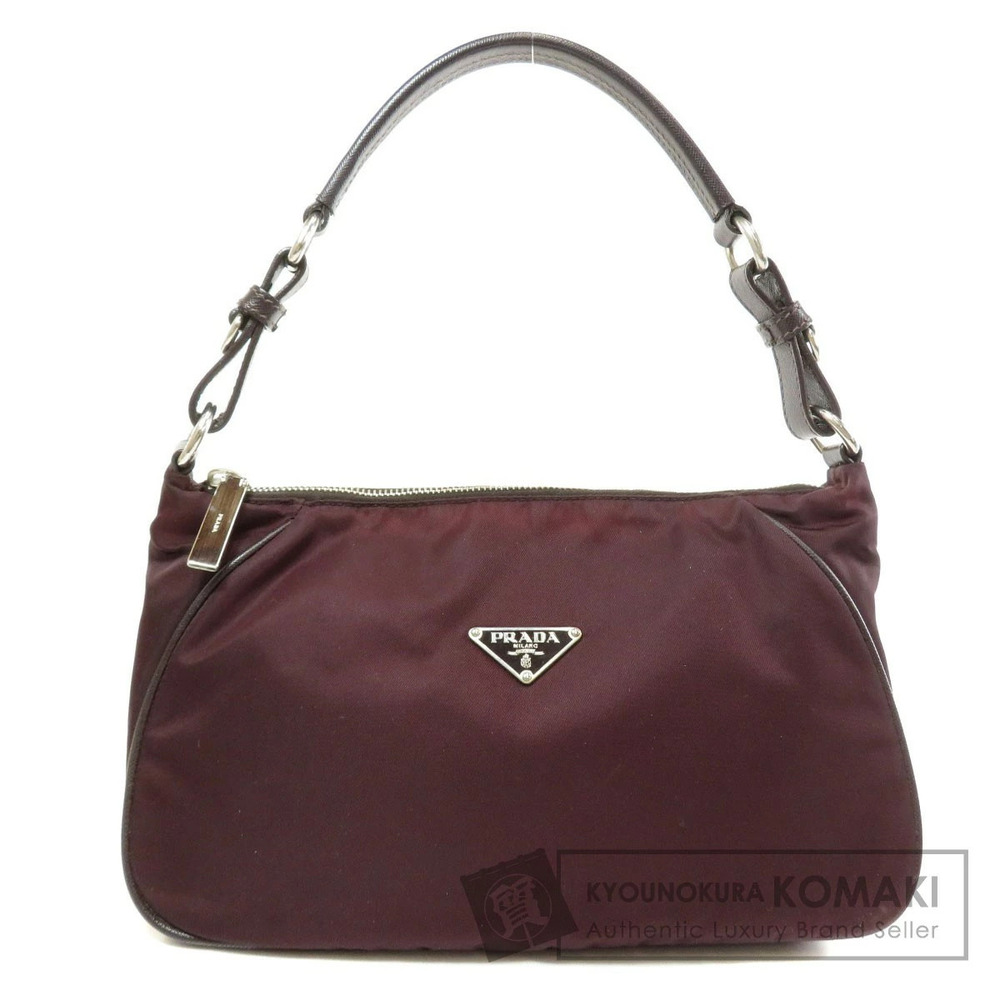 Prada logo plate handbag burgundy Red